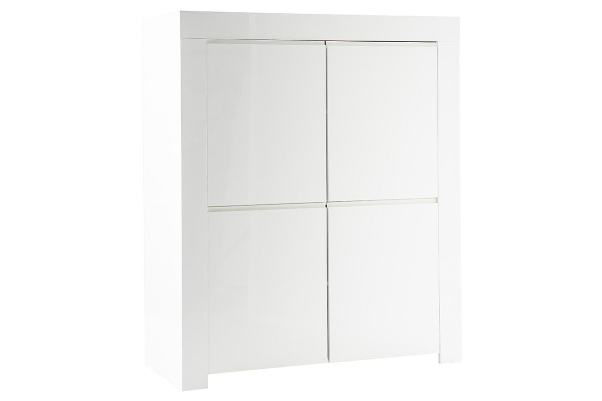 Buffet design carr� 4 portes laqu� blanc ERIA