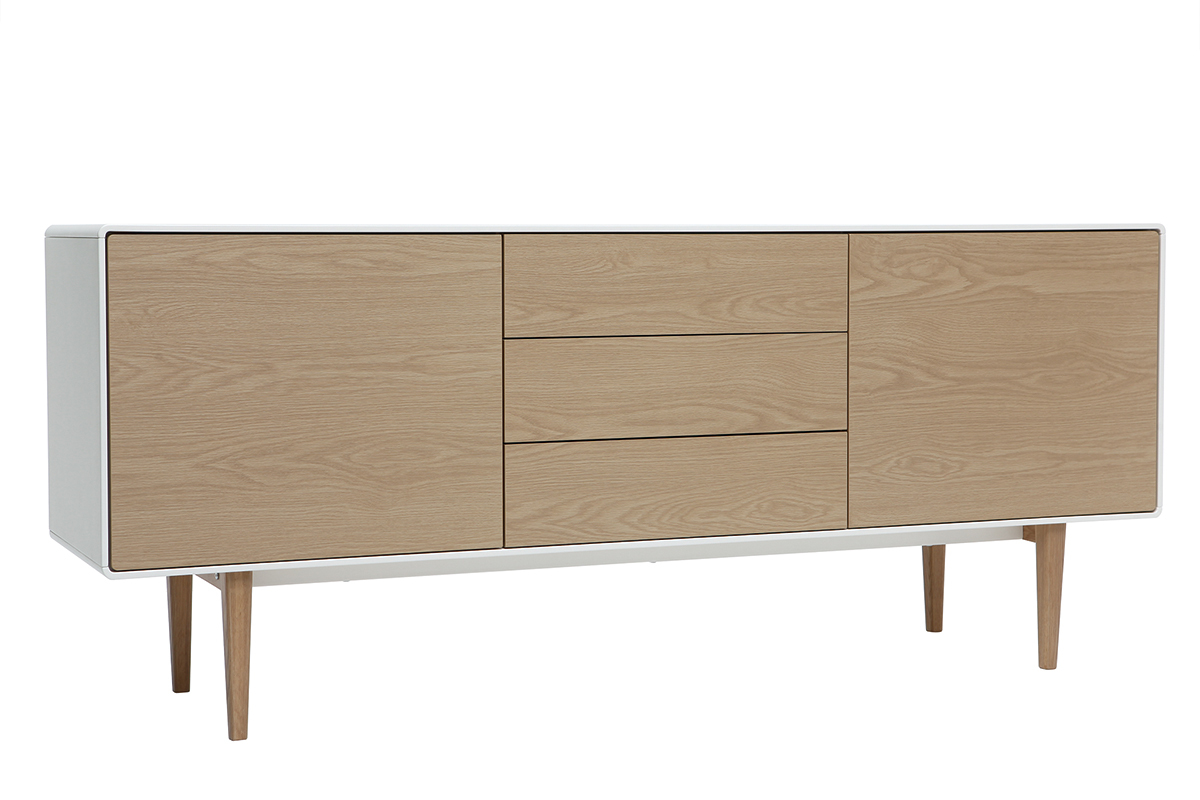 Buffet design contemporain blanc et bois ROMY