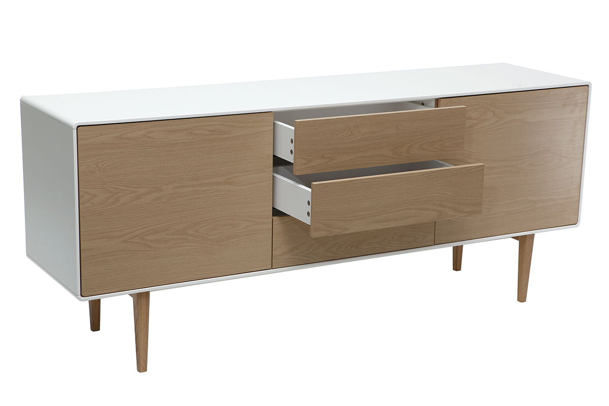 Buffet design contemporain blanc et bois ROMY