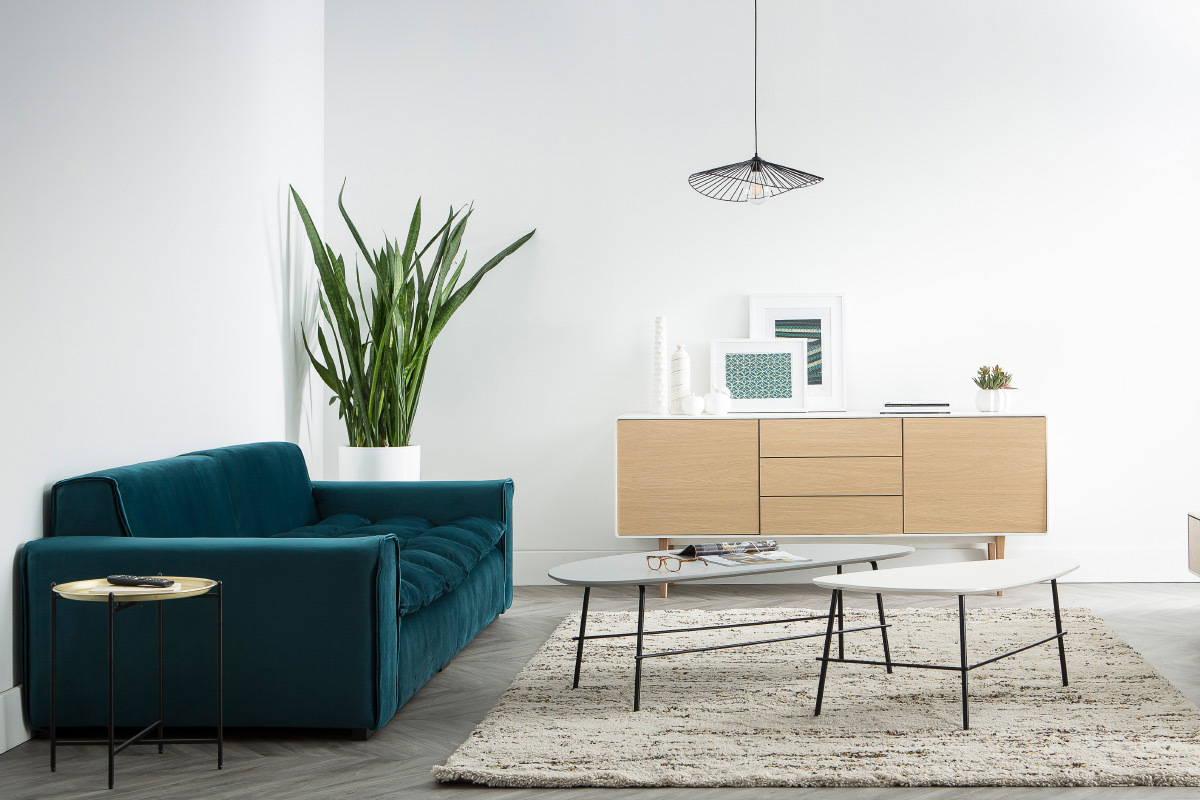 Buffet design contemporain blanc et bois ROMY