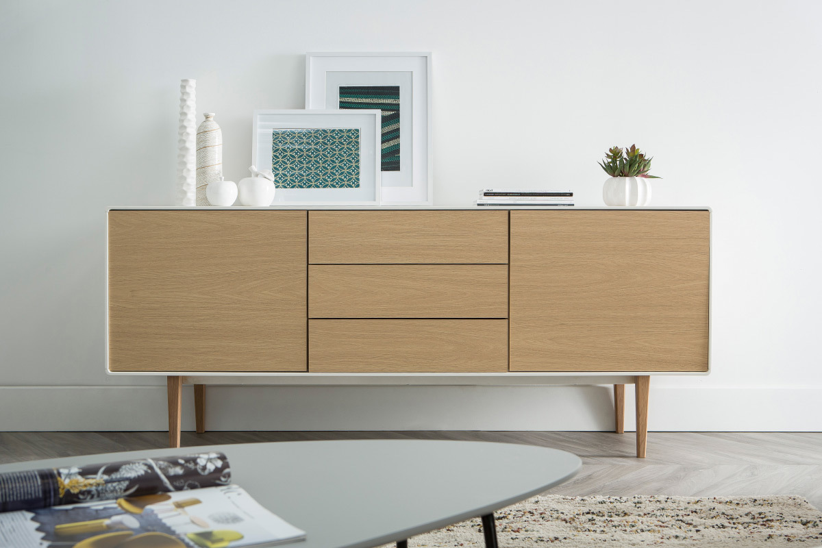 Buffet design contemporain blanc et bois ROMY