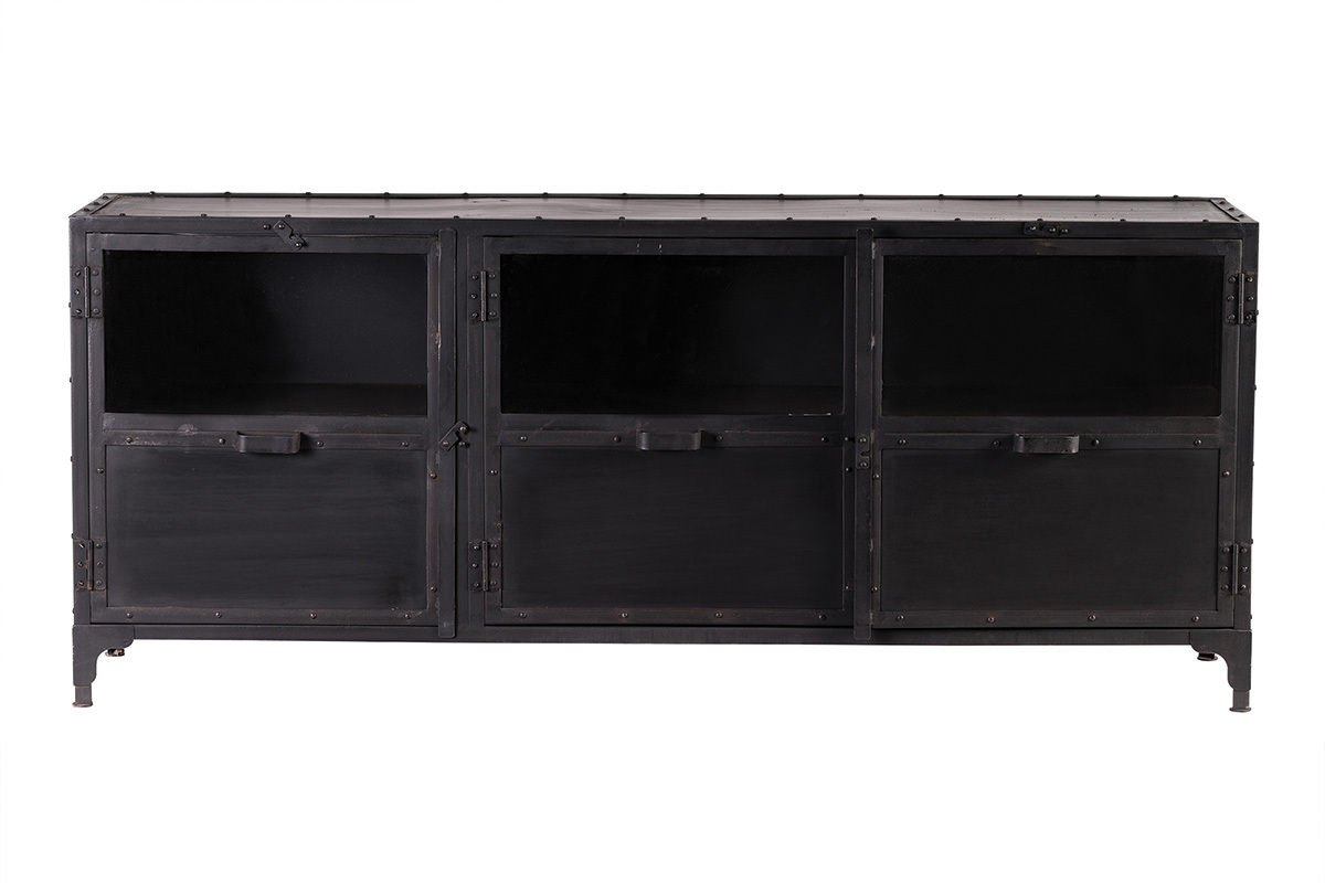 Buffet design en m�tal noir 3 portes L180 cm FACTORY