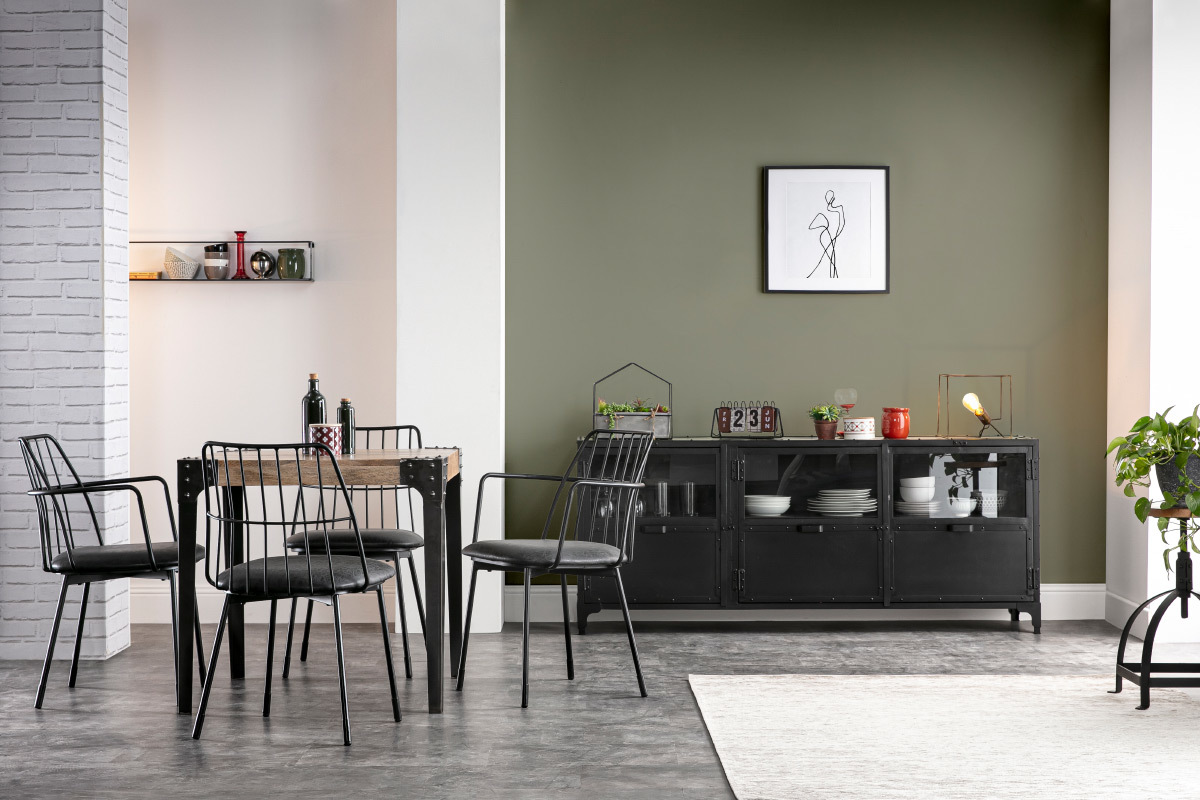 Buffet design en m�tal noir 3 portes L180 cm FACTORY