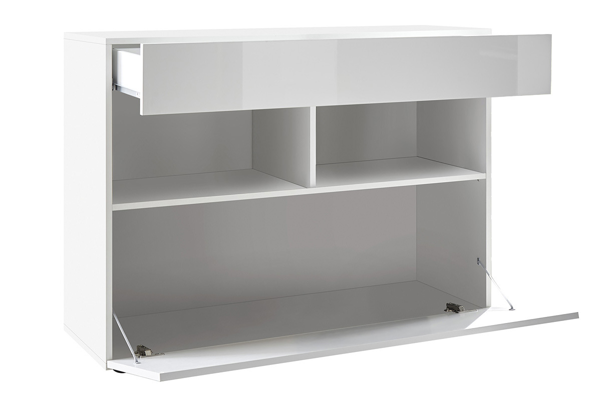 Buffet design finition blanc laqu brillant L110 cm POLO