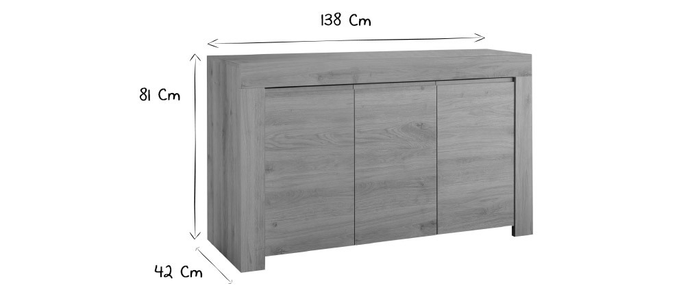 Buffet design finition ch�ne L138 cm TINO