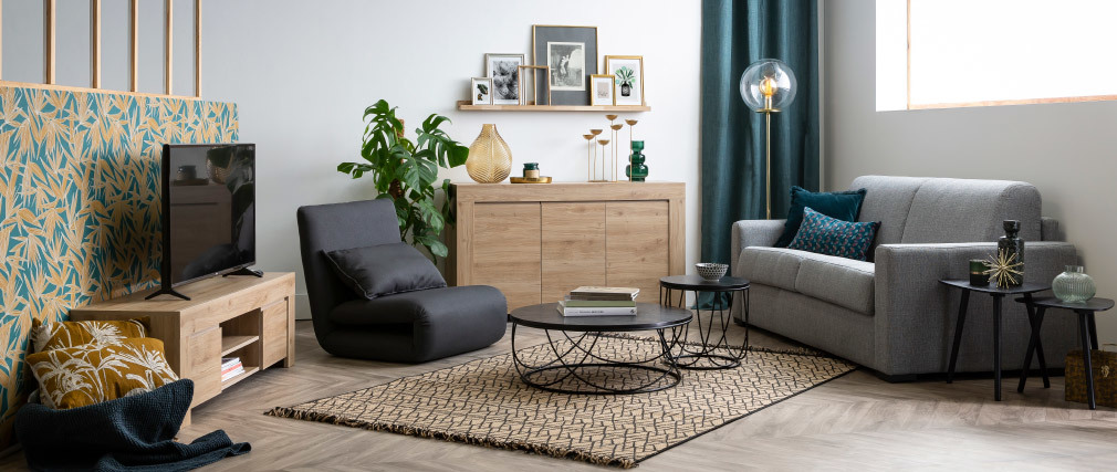 Buffet design finition ch�ne L138 cm TINO