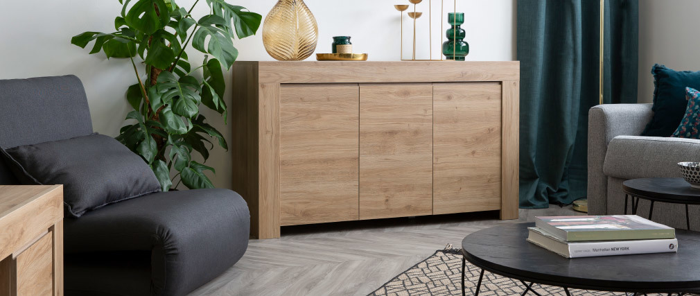 Buffet design finition ch�ne L138 cm TINO