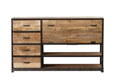Buffet design industriel bois massif INDUSTRIA