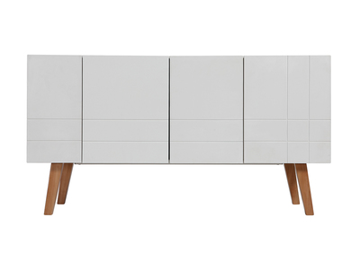 Buffet design laqu&eacute; blanc mat et bois ADORNA