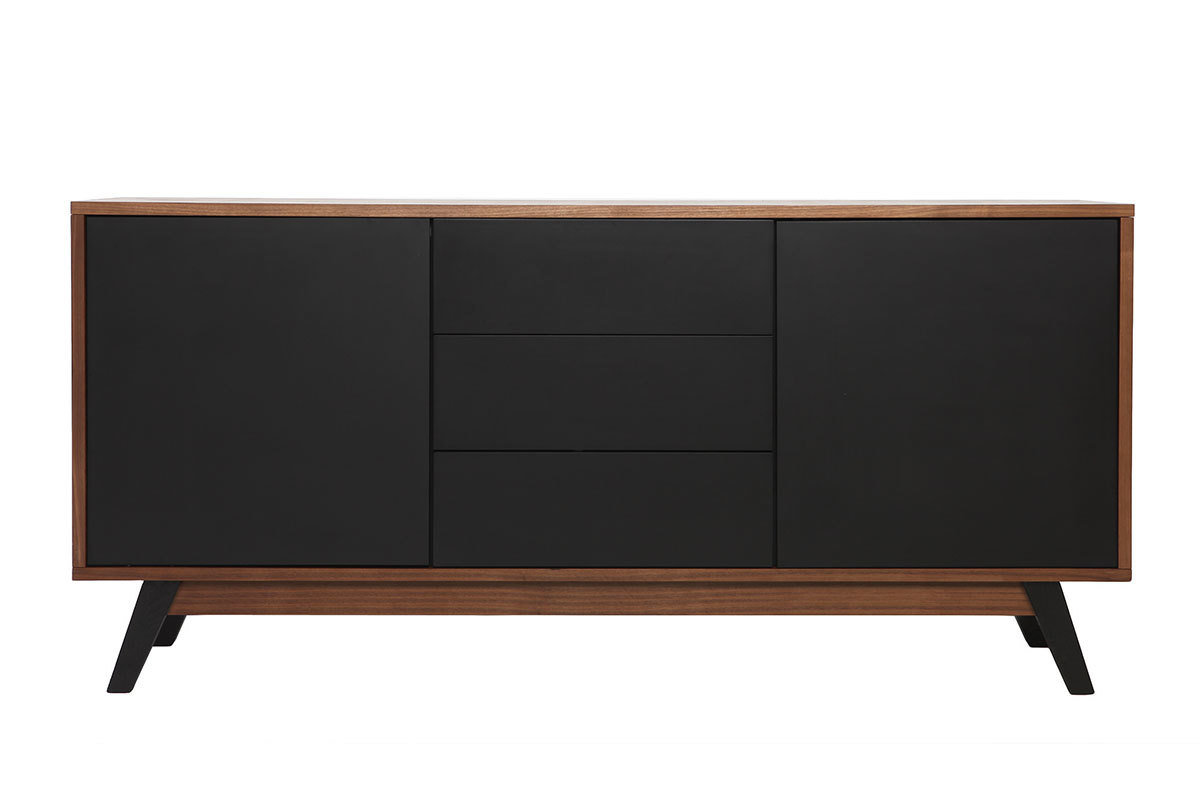 Buffet design noyer et noir mat NORMA