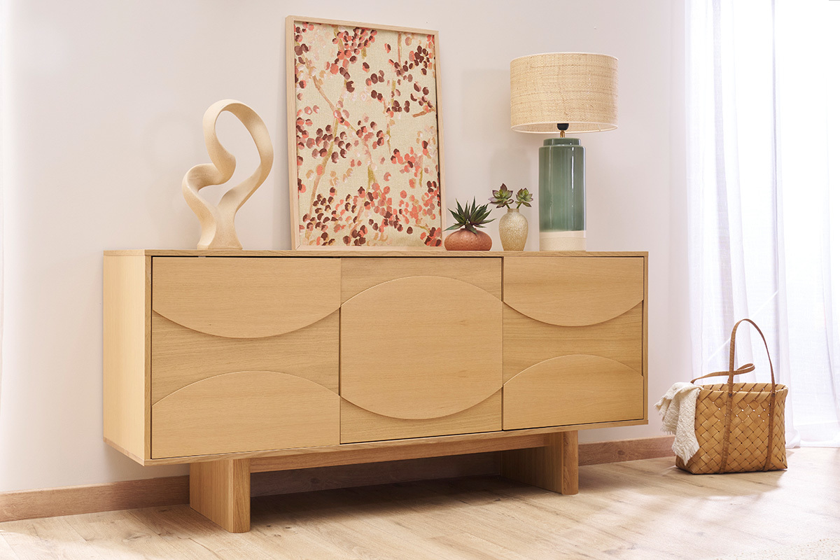 Buffet en bois clair chne L160 cm SEIGO
