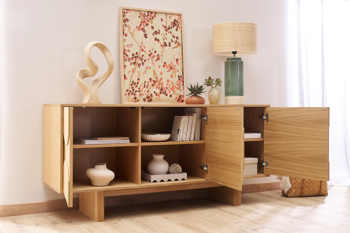 Buffet en bois clair chne L160 cm SEIGO