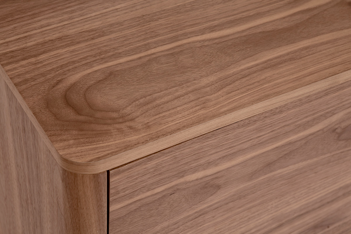 Buffet en bois fonc noyer 2 portes 3 tiroirs 180 cm BENJA