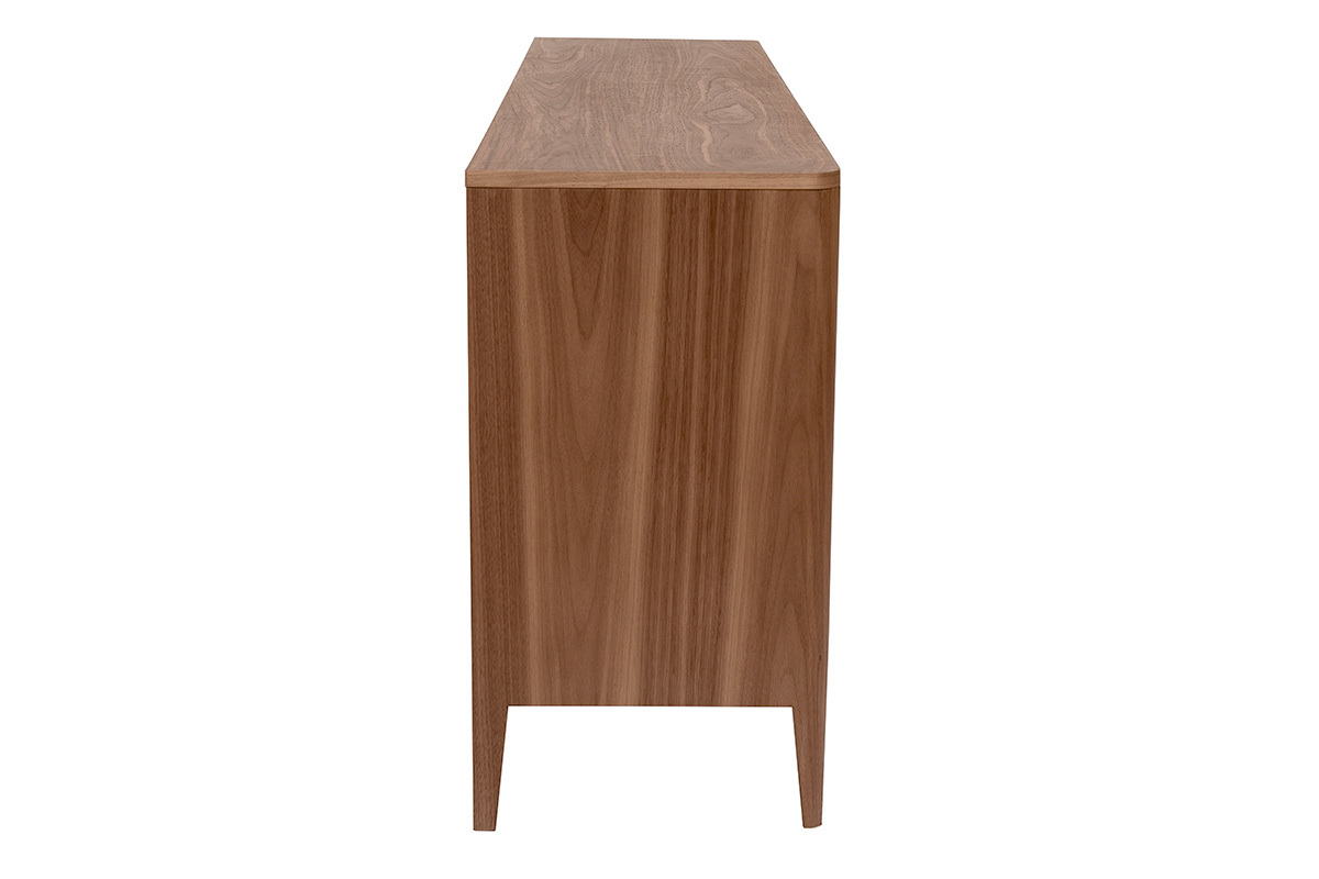 Buffet en bois fonc noyer 2 portes 3 tiroirs 180 cm BENJA