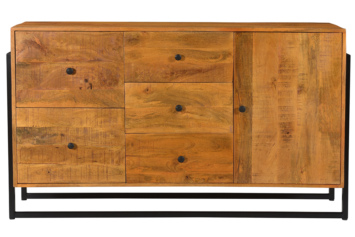 Buffet en manguier massif et m�tal L160 cm CHENY