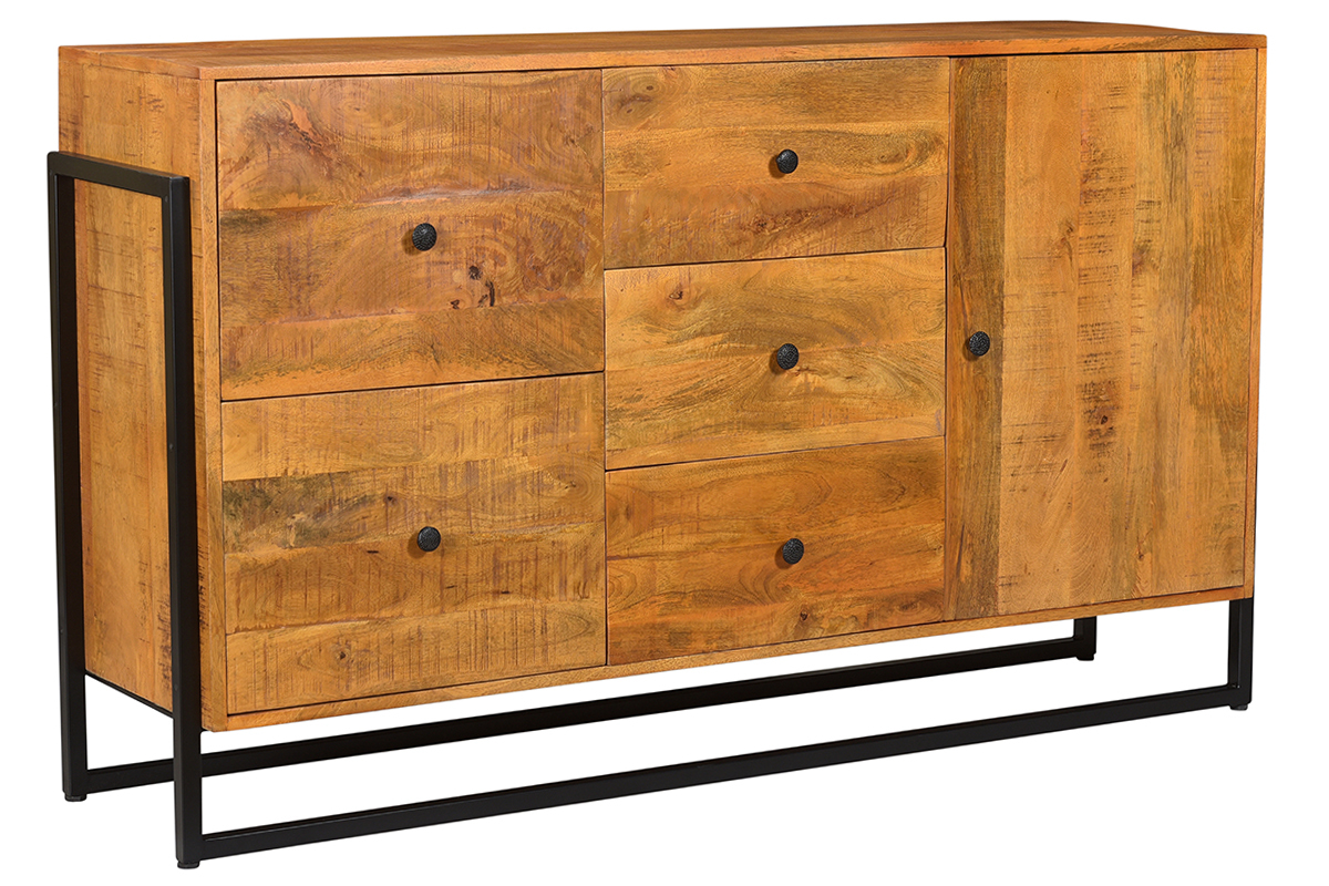 Buffet en manguier massif et m�tal L160 cm CHENY