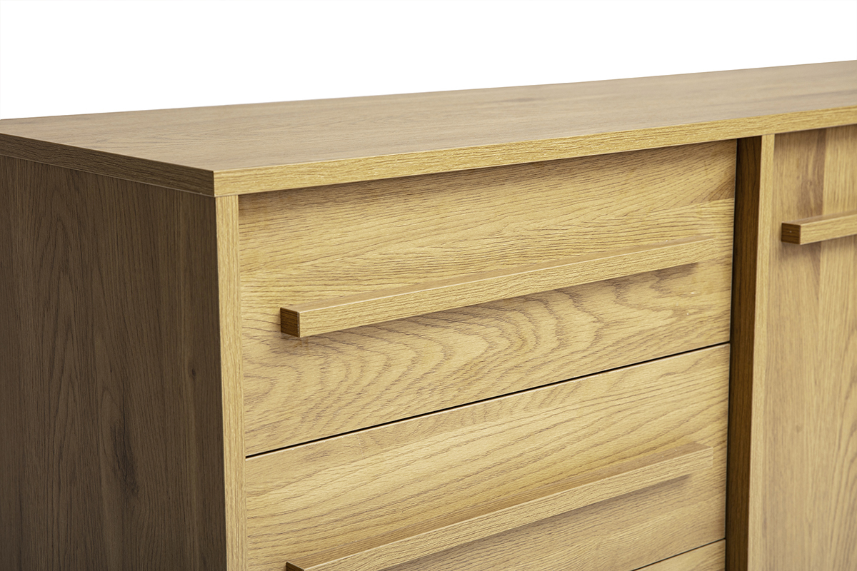 Buffet finition bois ch�ne 2 portes 3 tiroirs L160 cm YSEULT