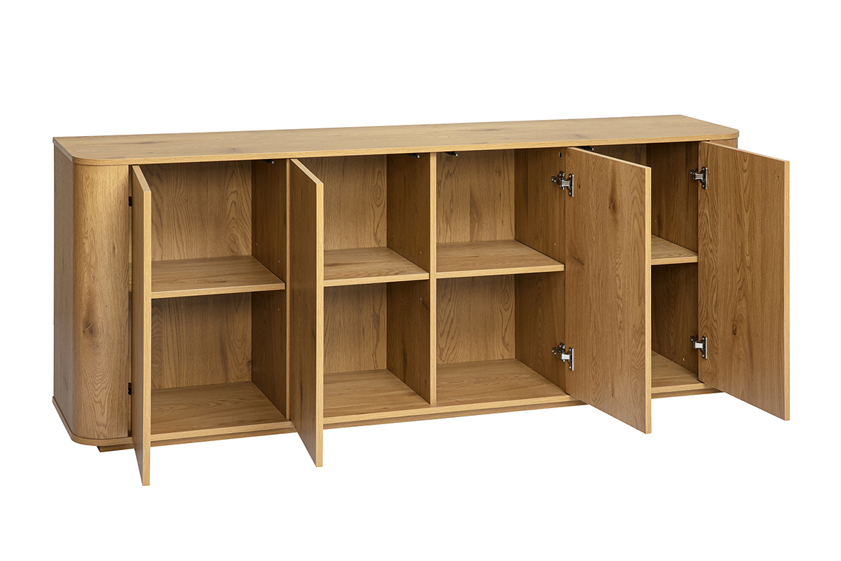 Buffet finition bois clair ch�ne 4 portes L180 cm NEGAN