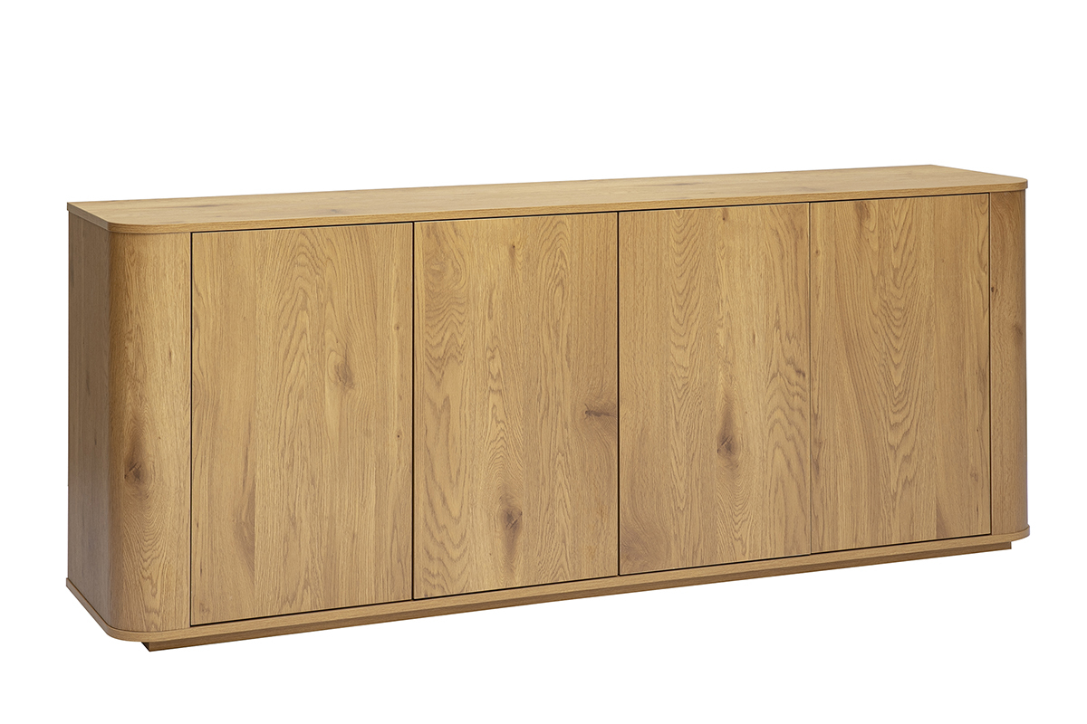 Buffet finition bois clair ch�ne 4 portes L180 cm NEGAN