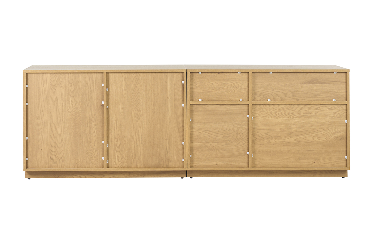 Buffet finition bois clair ch�ne et cannage rotin 2 portes L192 cm SEVILLE