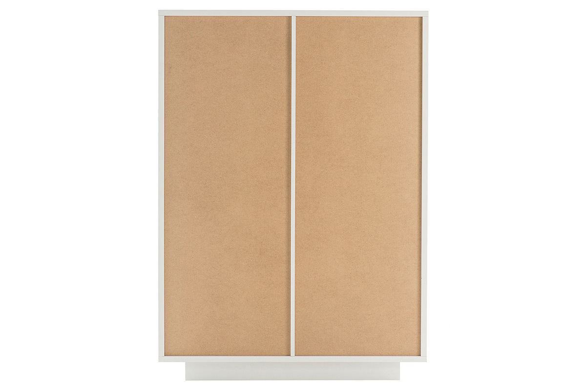 Buffet haut design 4 portes blanc et dcor bois fonc LAND