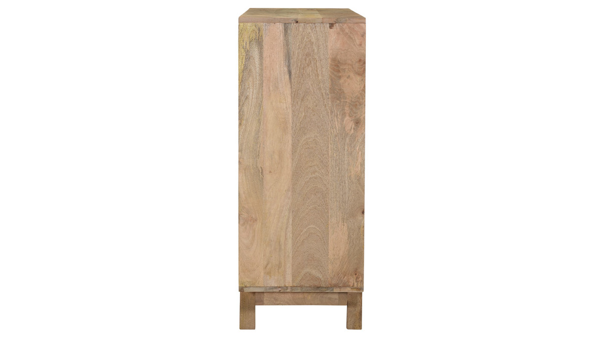 Buffet haut design en bois manguier massif et laiton dor 3 portes L90 cm ZAIKA