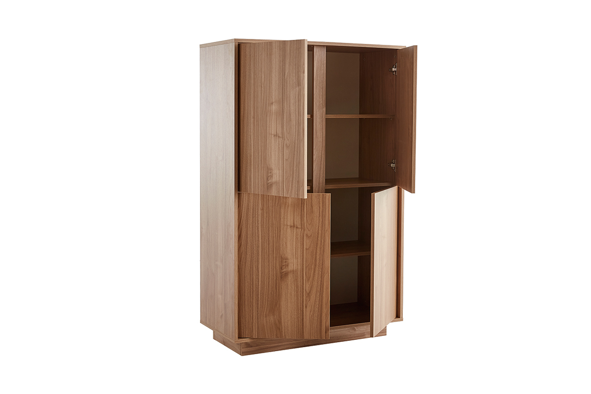 Buffet haut design finition bois chne 4 portes L92 cm COMO