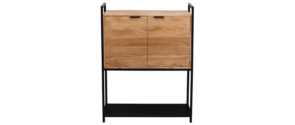 Buffet haut en acacia et m�tal noir H110 cm ARTHUS
