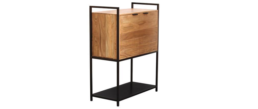 Buffet haut en acacia et m�tal noir H110 cm ARTHUS