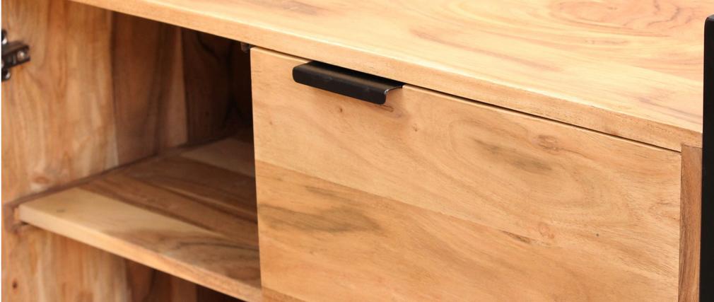 Buffet haut en acacia et m�tal noir H110 cm ARTHUS