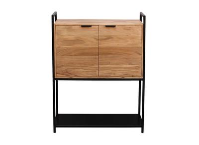 Buffet haut en acacia et m&eacute;tal noir H110 cm ARTHUS