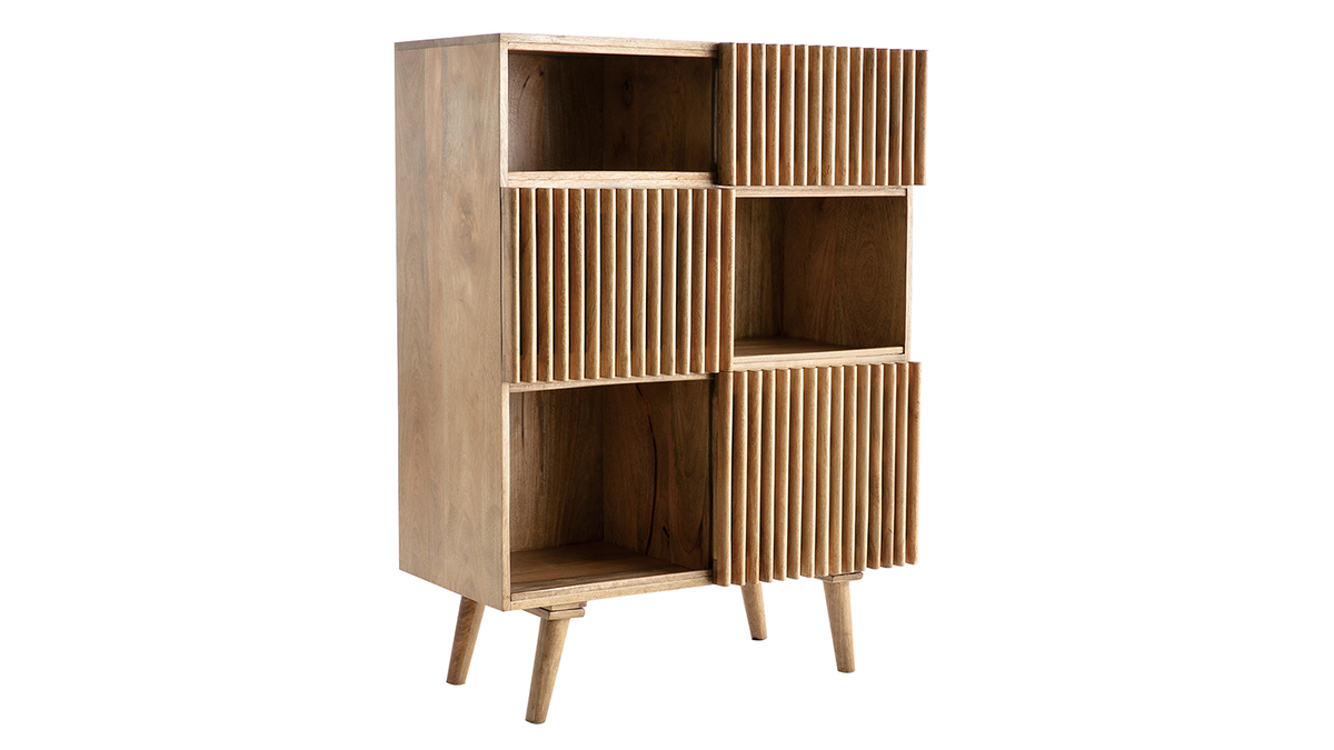 Buffet haut en bois manguier massif 3 portes coulissantes L85 cm ALBA