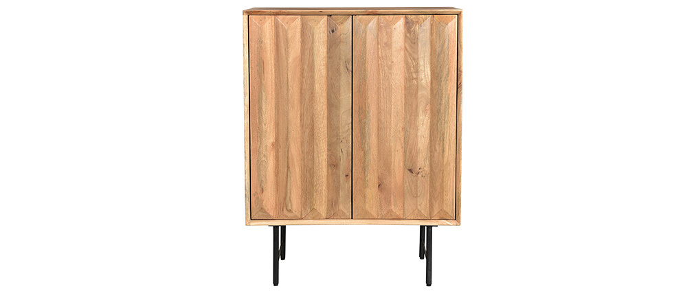 Buffet haut en manguier massif avec portes en relief L70 cm AGRA