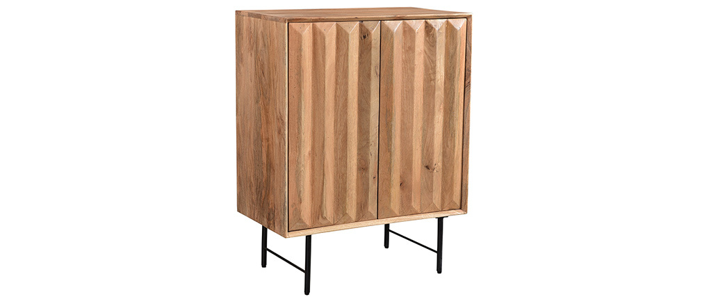 Buffet haut en manguier massif avec portes en relief L70 cm AGRA