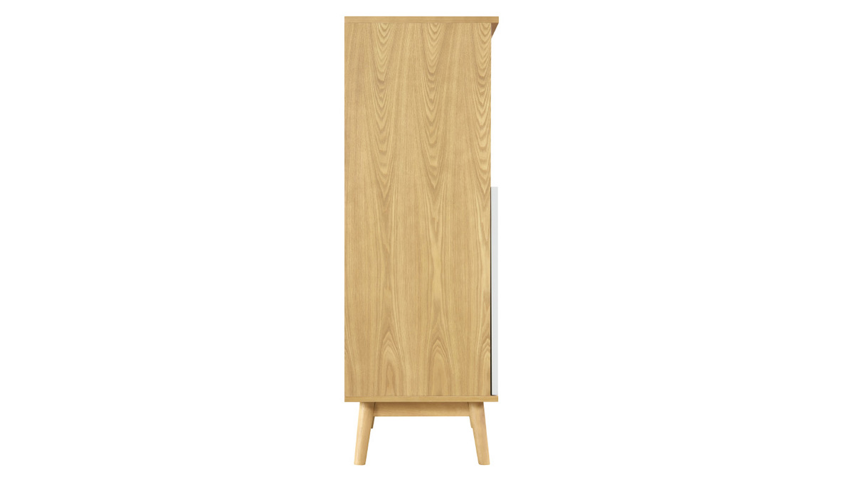 Buffet haut scandinave bois clair et blanc 2 portes L70 cm TALIA