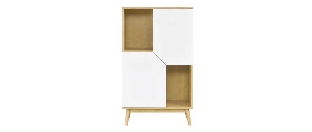 Buffet haut scandinave bois clair et blanc 2 portes TALIA
