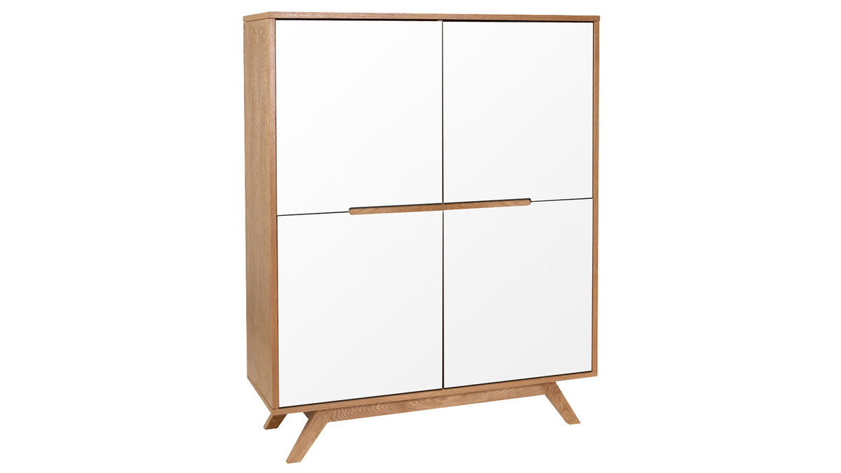 Buffet haut scandinave bois et blanc L110 cm HELIA