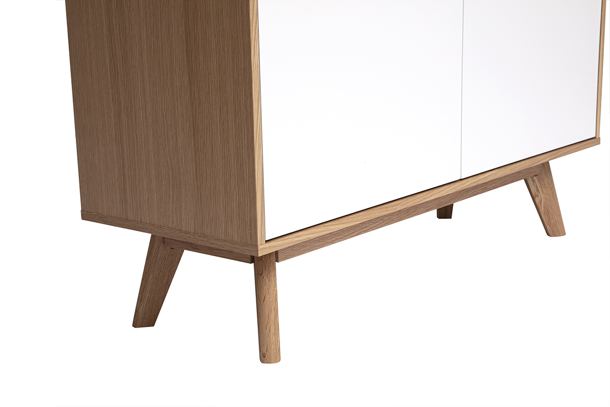 Buffet haut scandinave bois et blanc L110 cm HELIA