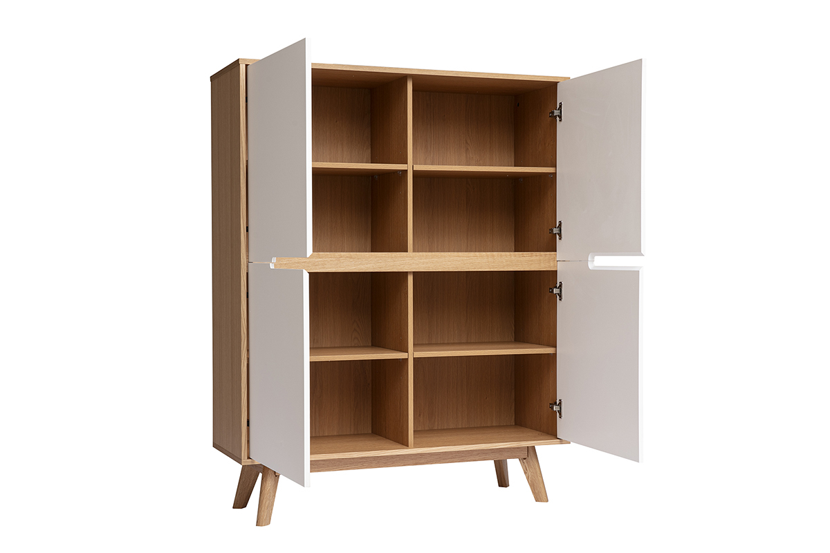 Buffet haut scandinave bois et blanc L110 cm HELIA