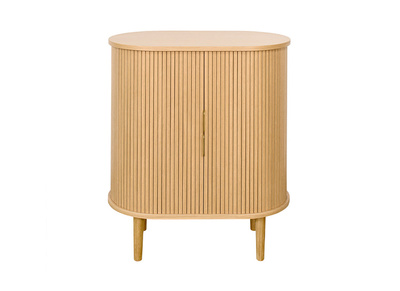 Buffet haut vintage avec portes coulissantes bois clair chêne L70 cm EPIC