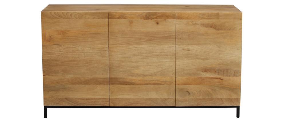 Buffet industriel 3 portes en manguier massif et m�tal YPSTER