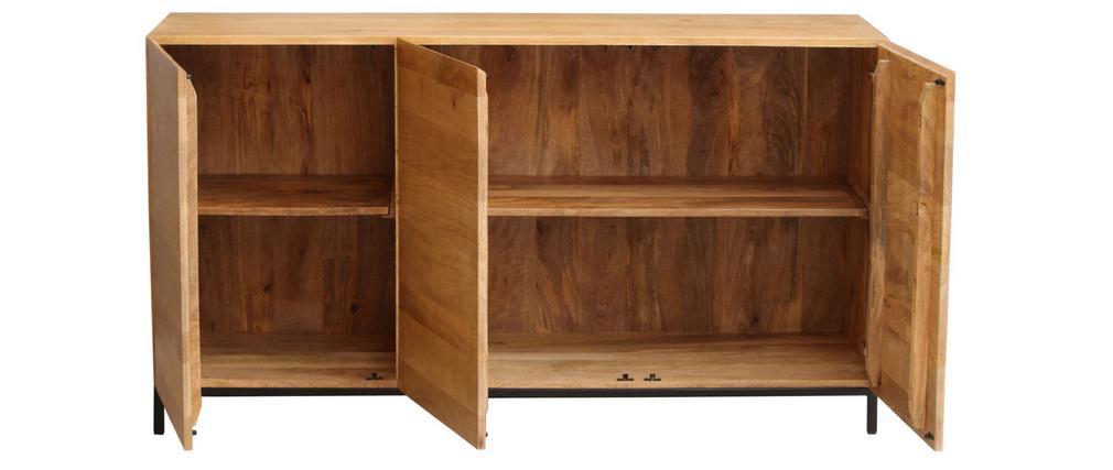 Buffet industriel 3 portes en manguier massif et m�tal YPSTER