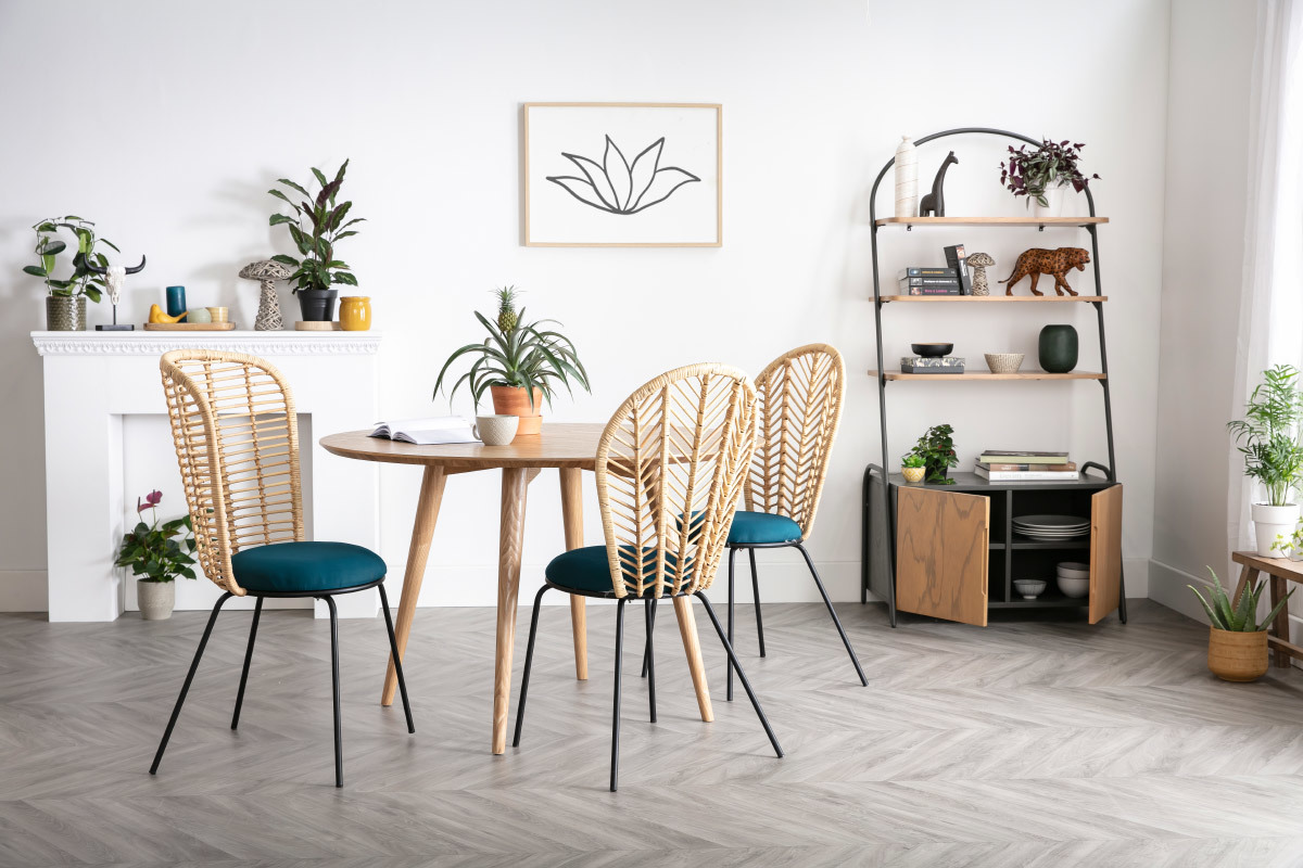 Buffet industriel avec �tag�res bois et m�tal gris MODI