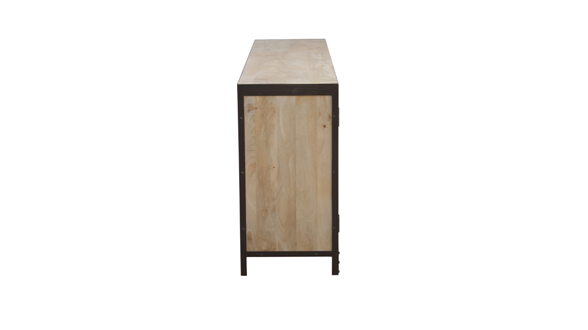 Buffet industriel en manguier massif et mtal noir L160 cm INDUSTRIA