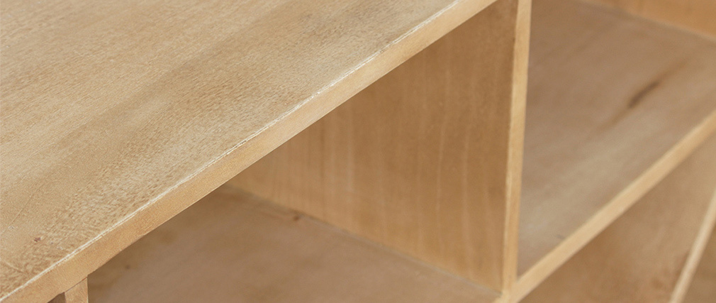 Buffet meuble de rangement bouteilles ou vinyles en manguier massif ISIDRO