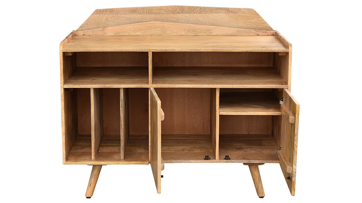 Buffet meuble de rangement vinyles en bois clair manguier massif L105 cm MATAHARI