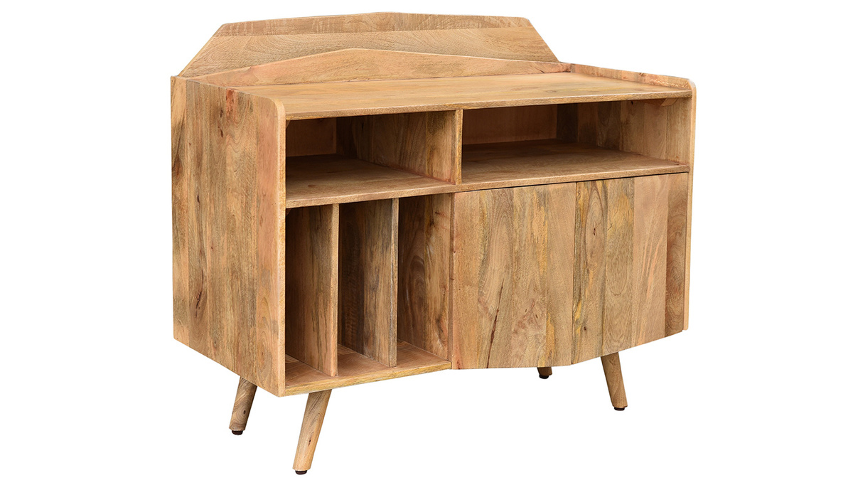 Buffet meuble de rangement vinyles en bois clair manguier massif L105 cm MATAHARI