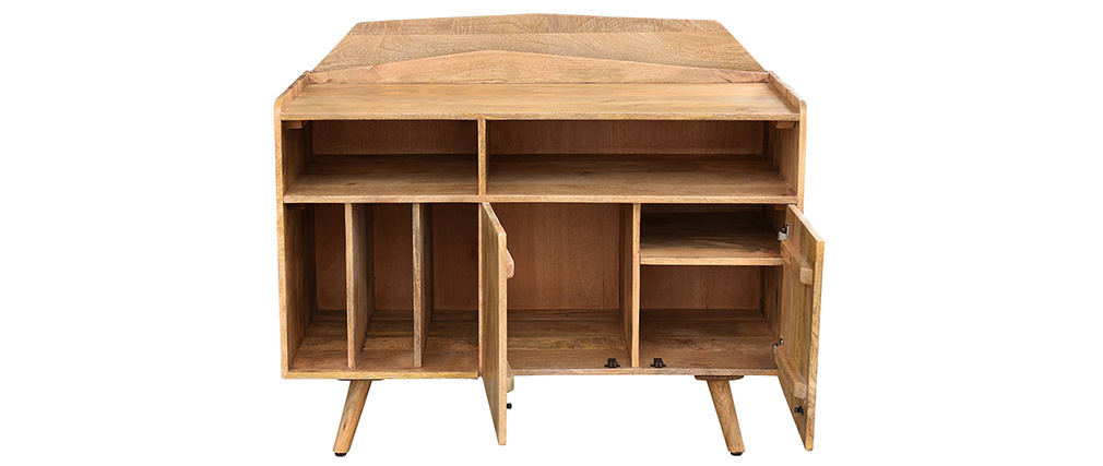 Buffet meuble de rangement vinyles en manguier massif MATAHARI