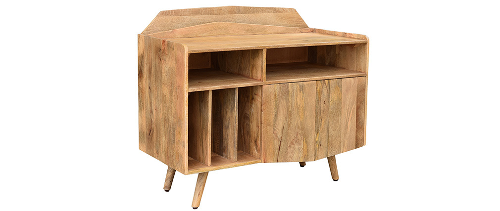 Buffet meuble de rangement vinyles en manguier massif MATAHARI