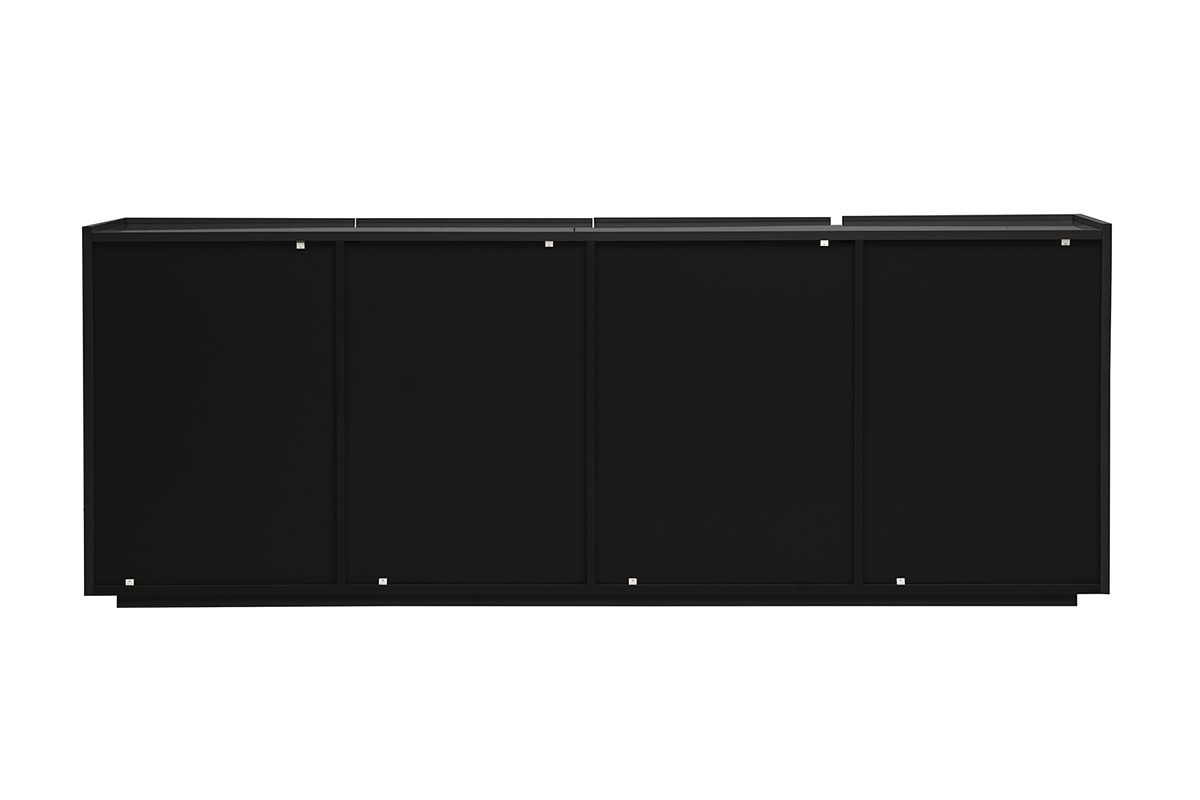 Buffet noir laqu� brillant 3 portes 4 tiroirs L200 cm ISAURE